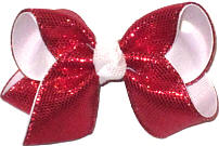 Toddler Red Metallic Snakeskin Over White Double Layer Overlay Bow